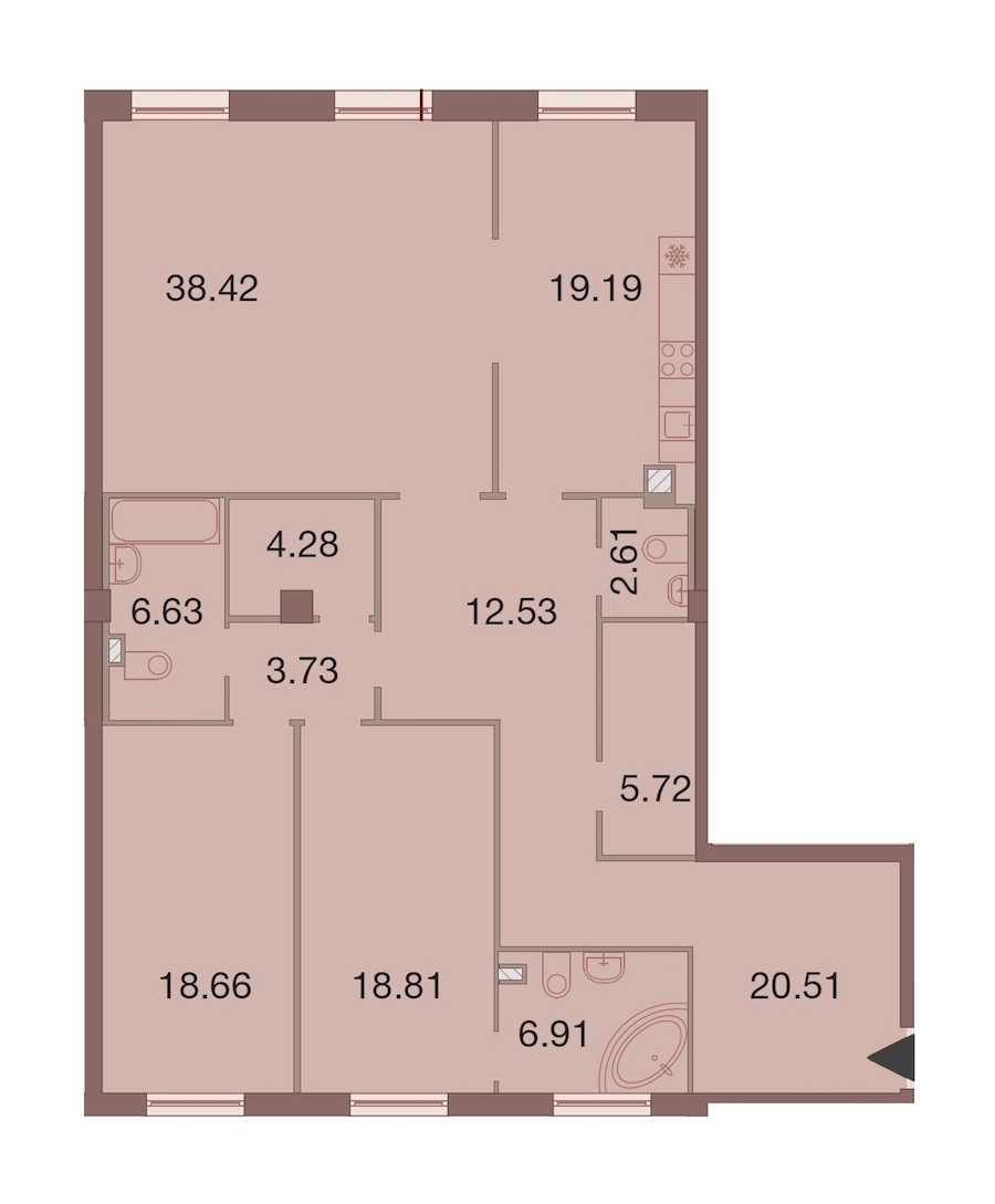 Трехкомнатная квартира в : площадь 158 м2 , этаж: 3 – купить в Санкт-Петербурге